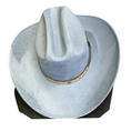 Load image into Gallery viewer, Light Blue Rancher Cowboy Suede Hat with matching western hat band.