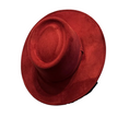 Load image into Gallery viewer, Vegan Suede Hat- Flatbrim style red